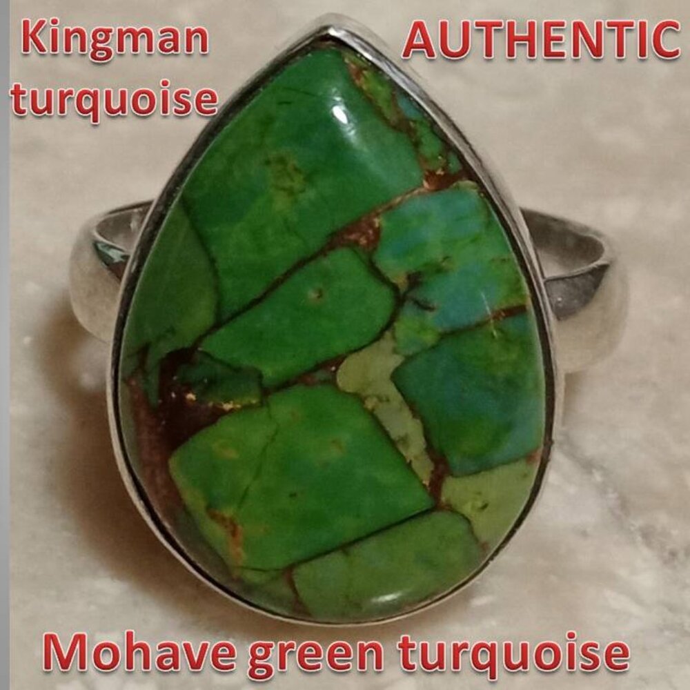 #2 AUTHENTIC Mohave Green Turquoise sterling silver Ring sz 6